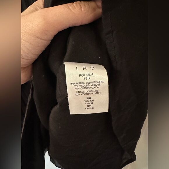 IRO Folula Shirred Georgette Mini Dress in Black - Picture 8 of 11